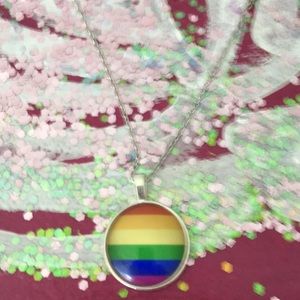 Rainbow pendant on silver chain